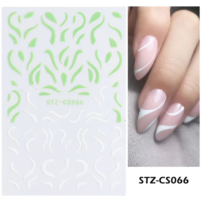 3D Snake Laser Stickers for Manicure Black Gold Abstract Leaves Luxury Nail Art Adhesive Slider Polish Decor Decals SASW-SJ
