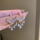 Exaggerated Luxury Crystal Flower Stud Earrings Women's Temperament Elegant Fashion Design Wedding Party Jewelry Valentine Gifts