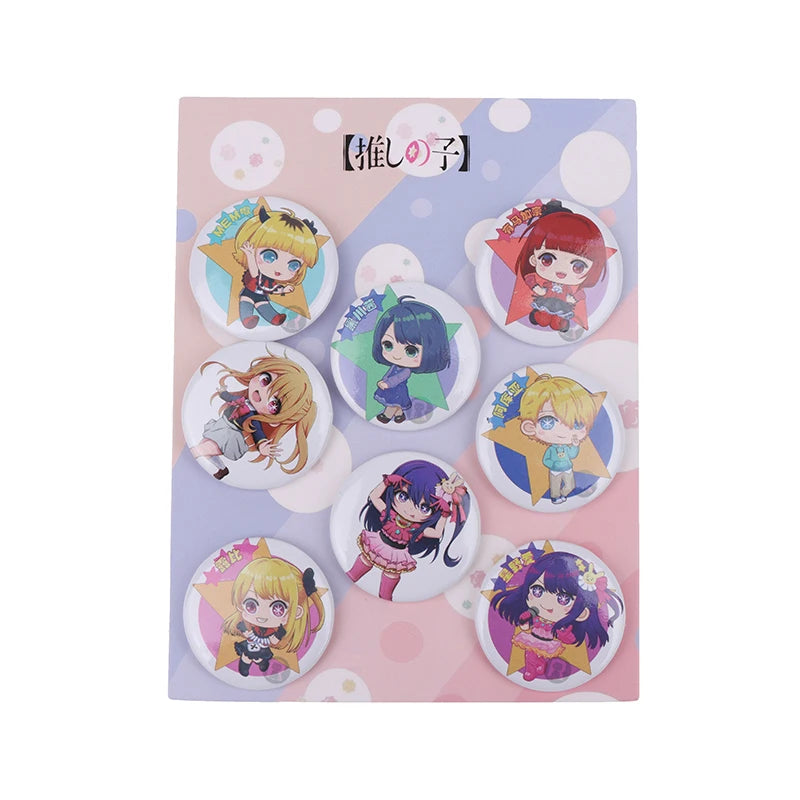 8 Pcs/Set Anime Tinning Tinplate Brooch Sanrio Backpack Badge Souvenir Clothing Gift For Friends