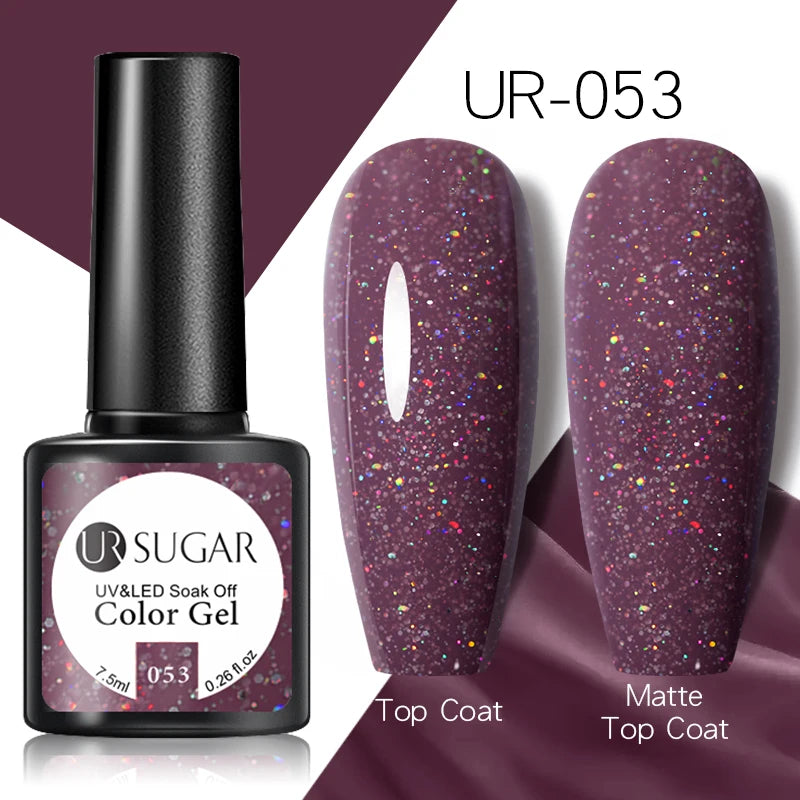 UR SUGAR - Esmalte de uñas en gel semipermanente rosa nude con purpurina, color sólido, 7,5 ml, para manicura semipermanente UV LED