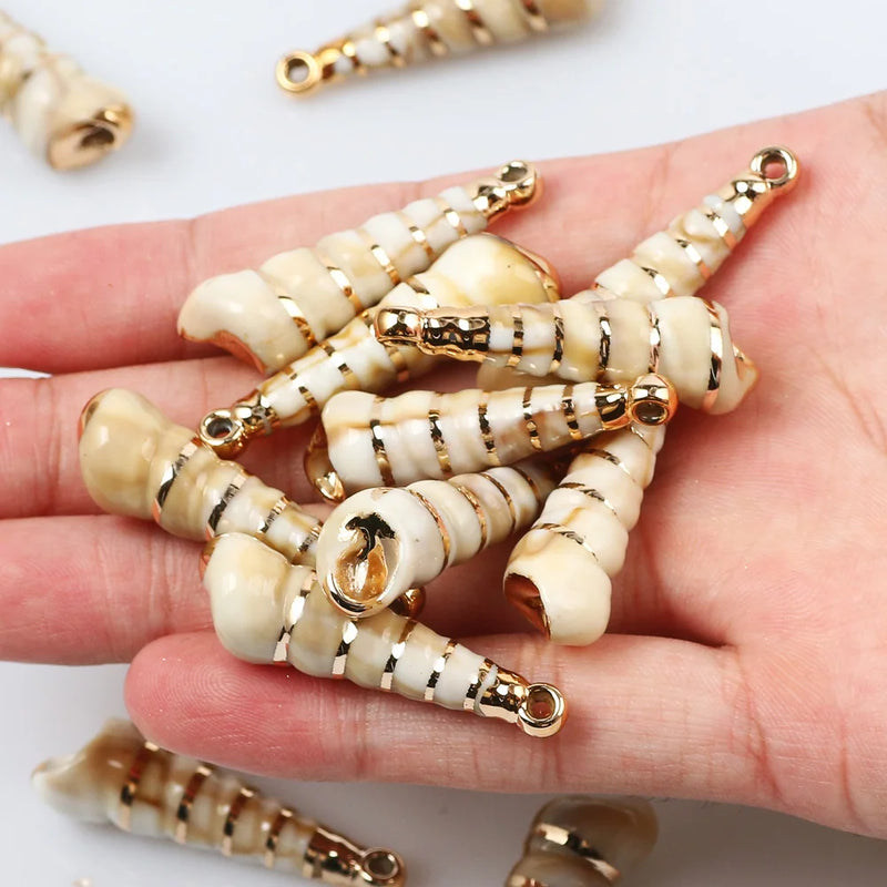 5-20pcsAcrylic Gold Plated Color Conch Sea Shell Charms Pendants Beads Jewelry Making Accessories DIY Handmade Necklace Bracelet
