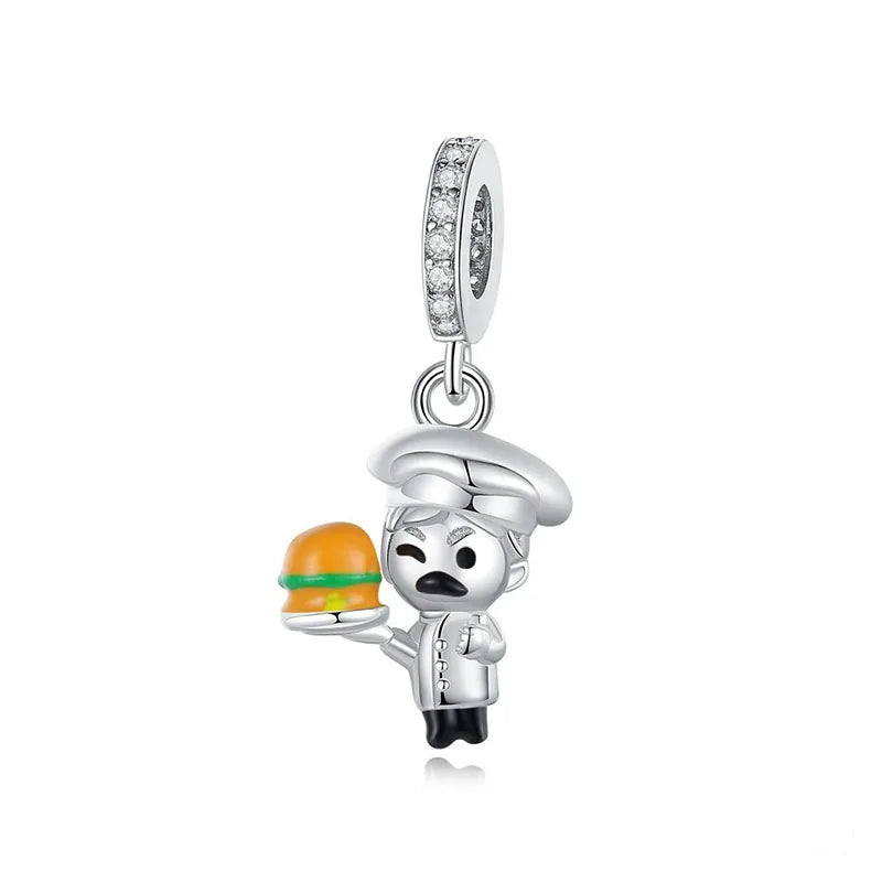 925 Sterling Silver Boy Girl and Heart Shape Pendant Charm Couple Lovers Bead Fit Pandora Original Bracelet DIY Jewelry Making