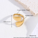 New Irregular Stainless Steel Chunky Dome Ring for Women Men Statement Croissant Ring Wide Double Layer Rings Party Jewelry Gift
