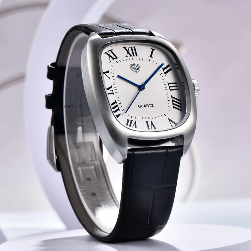 Rolls Timi New Brand Square Dial Quartz Men's watches 50M Waterproof Business Genuine Leather Man watch Japan VH31 Luxury Watch