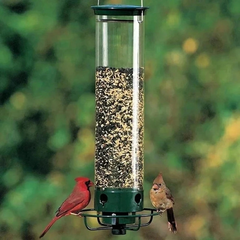 Outdoor Squirrel-Proof Hanging Bird Feeder Multiple Holes Bird Feeder Peanut Seed Standing Feeder Birds Food Holder