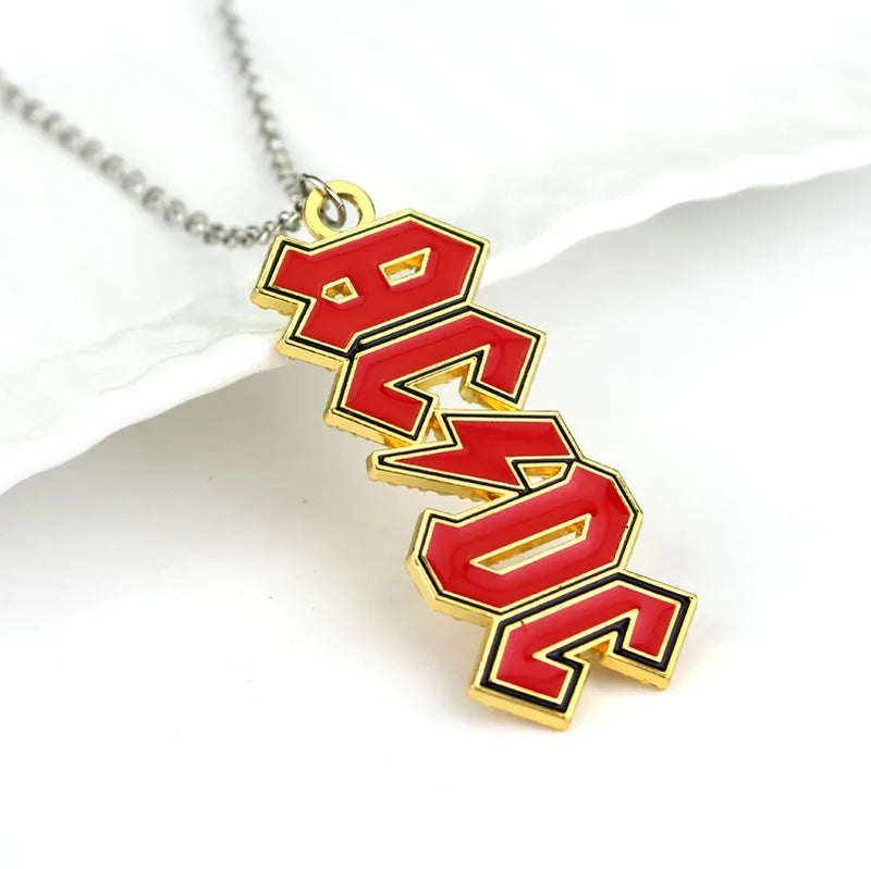 AC DC Logo Pendant Necklace Keychain Rock Band Women Men's Punk Jewelry For Fans Gift