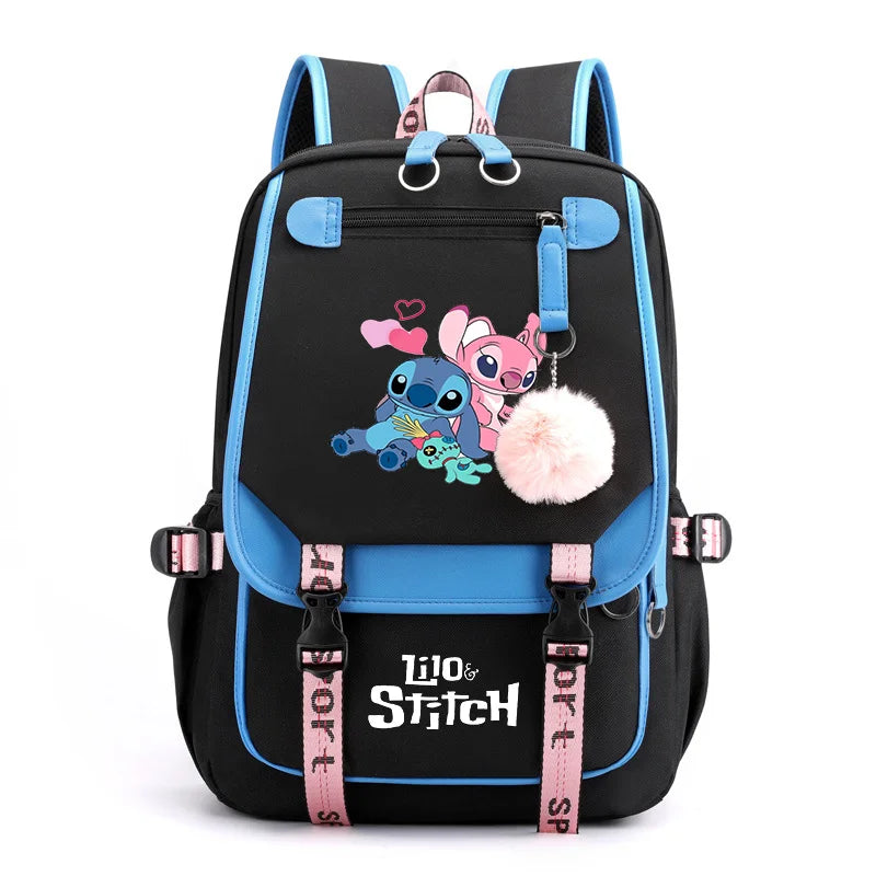 Disney Lilo Stitch Backpacks Teenager USB Charging Laptop Backpack Women Men Rucksack Travel Bag Mochila