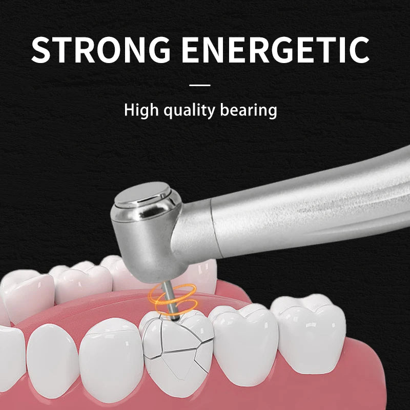 طقم مقبض الأسنان مع محمل سيراميكي وضوء LED عالي السرعة و3 رذاذ ماء مع دوار وفتحتين وربع فتحة ومولد كهربائي وزر ضغط توربيني هوائي