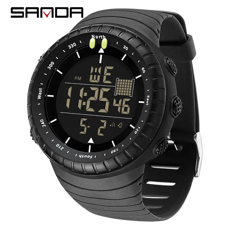 SANDA Men's Electronic Watch Outdoor Sports LED Analog Digital Alarm Clock Chronograph Multifunction Waterproof Men's Wristwatch
