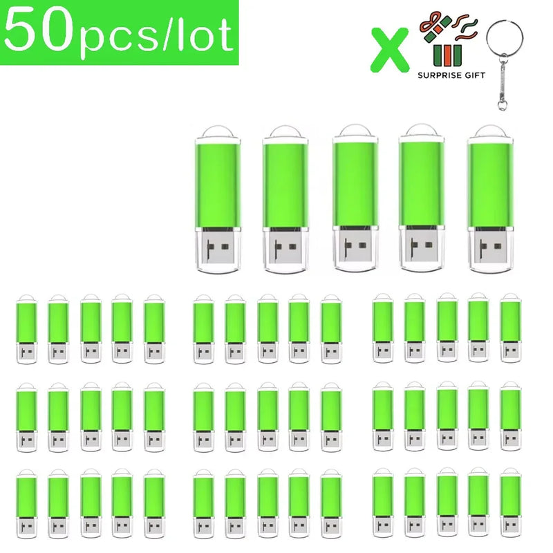 50Pcs/lot USB 2.0 Flash Drive 128MB 1GB2GB 4GB 8GB Pen Drive 16GB Pendrive 32GB USB Stick 64GB Memory Flash Disk Free Laser Logo