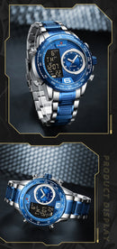 NAVIFORCE Luxury Brand New Watch for Men Stainless Steel Dual Display Quartz Wrist Watches Waterproof Military Sports Male Clock