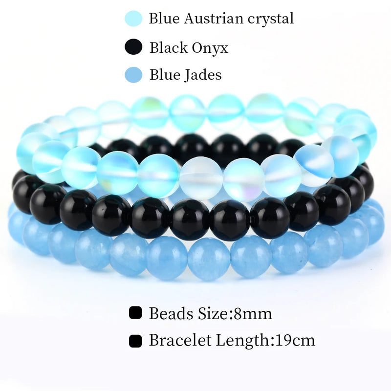 8mm 3Pcs/Set Natural Stone Bracelet Rose Quartz Opal Turquoise Amethysts Hematite Jaspers Bracelets For Women Men Jewelry