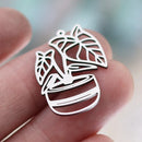 3pcs Vintage Lotus Flower/Potted Plant/Maple Leaf Art Line DIY Tassels Earrings Necklace Jewelry Making Titanium Steel Pendant