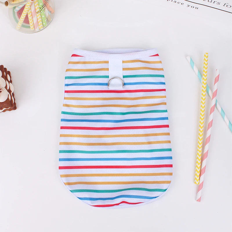 Striped Puppy Sleeveless Vest Spring Summer Pet Clothes for Small and medium Dogs Pomeranian Pullovers Kitten Towable T-shirts