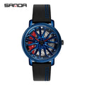 Hot Sell Fashion Men Quartz WristWatch Creative 360 Degree Rotating Car Wheel Quartz Watch Leather Waterproof Rim Hub Clock Men