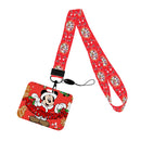 Christmas Design Disney Mickey Mouse Cute Cartoon Badge Holder ID Card Bus Card Holder Lanyard for Accessories Xmas Gifts