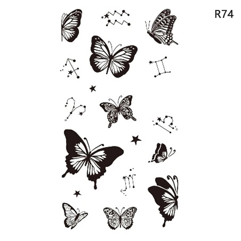 1Sheet Waterproof Temporary Tattoo Sticker 3D Butterfly Theme Fake Tattoo for Women Body Leg Arm Art