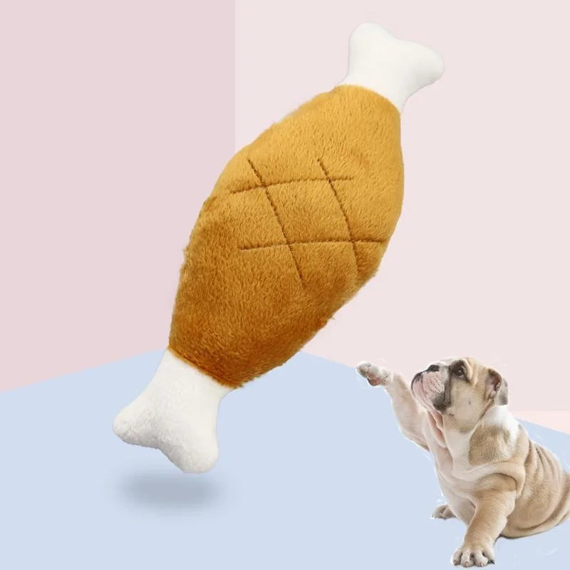 Dog Squeaky Toy, Dog Chicken Legs Bone Pet Funny Squeaky Toy Dog Plush Toy for Small Medium Large Dogs and Cats