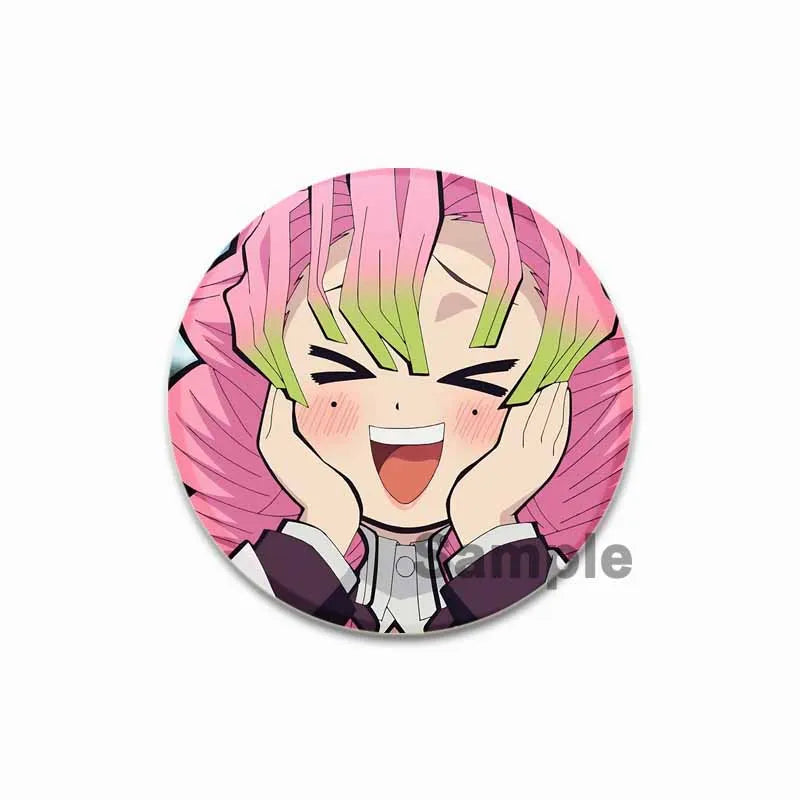 58mm Round Cartoon Brooches Kanroji Mitsuri Pins Anime Badge for Backpack Accessories Hat Decoration HD Print Handmade Gifts