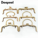 1Pc Deepeel Retro Square Embossed Bag Handles Metal Handmade Sewing Brackets Kiss Clasp Handbag Purse Frame Handle Accessories