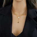 DIEYURO 316L Stainless Steel Heart Butterfly Long Pendant Necklace For Women New Trend Girls Clavicle Chain Party Jewelry Gifts