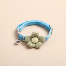 Cute knitting Flower Bell Collar Adjustable Cat Necklace Pet Collar Traction Safety Buckle Necklace Small Dog Dog Supplies