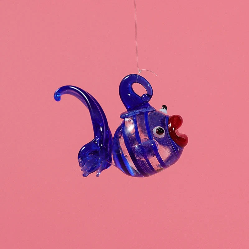 Floating Glass Tropical Fish Mini Figurine Pendant Aquarium Decoration Accessories Japanese Style Sea Animal Tiny Statue Fish