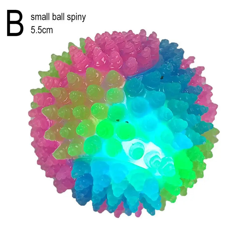 Pet Light Up Toy Ball Glowing LED Puppy Flashing Elastic Ball Toy Color Light TPR Ball Interactive Toys For Cats Small Dogs