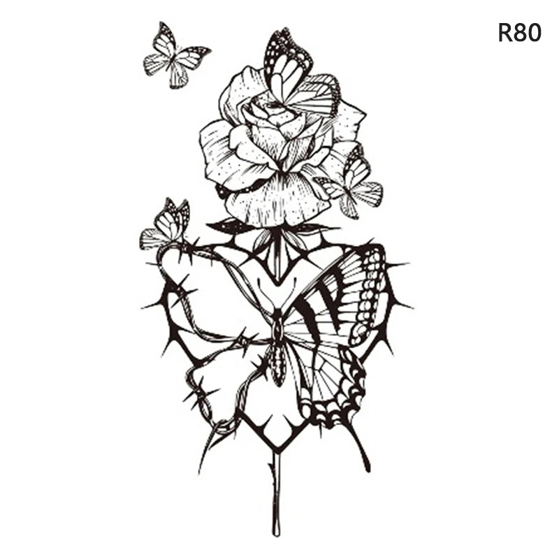 1Sheet Waterproof Temporary Tattoo Sticker 3D Butterfly Theme Fake Tattoo for Women Body Leg Arm Art