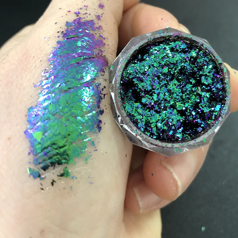 1Jar Aurora Chameleon Snowflake Ultra-Thin Iridescent Nail Sequins Holographic Opal EyeShadow Ice Glitter Nail Chameleon Flakes