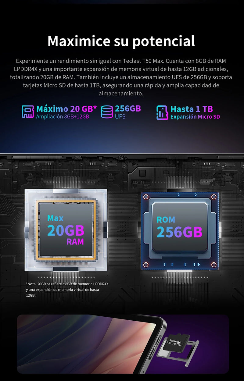 Teclast T50Max Android 14 Tablet 11 90Hz Refresh Rate Max 20GB RAM 256GB ROM Helio G99 CPU 8000mAh 18W Fast Charging 4G LTE GPS
