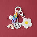 Creative Candy Color Flower Heart Pendant Keychain Cute Small Flower Key Ring Bag Pendant Accessories Luminous Turtle Pendant