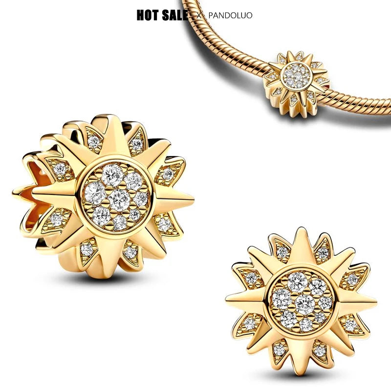 2024 New in Sun Moon Stars Shape Pendant Charm Beads Fits Bracelets Bangle Necklace Women Luxury DIY Jewelry Party Festival Gift