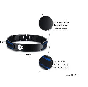 Men Personalized Custom Engrave ID Bracelets Stainless Steel Link Chain Medical  Bracelet