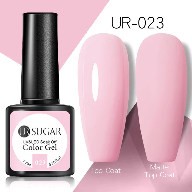 UR SUGAR - Esmalte de uñas en gel semipermanente rosa nude con purpurina, color sólido, 7,5 ml, para manicura semipermanente UV LED