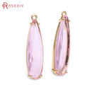 6PCS 8x30MM High Quality Champagne Gold Color Brass and Glass Long Drop Shape Charms Pendants Jewelry Making Diy Accessories