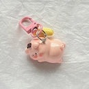Three Dimensional Pink Pig Keychain Pendant Cute Animals Star Buckle Keychain Cute Little Pig Model Key Ring Children Gifts