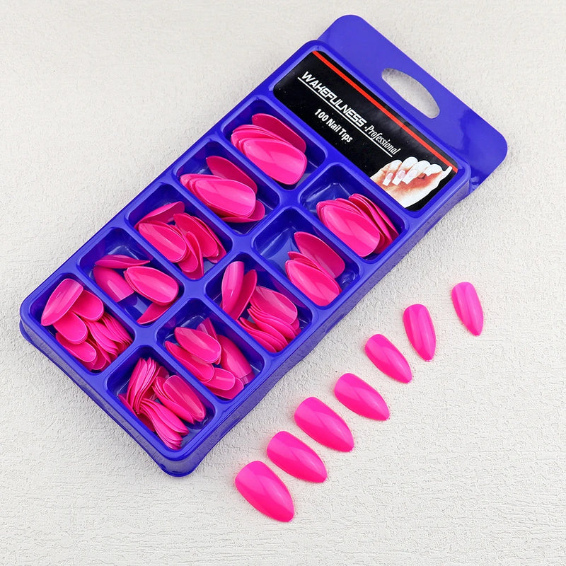 Fake Nails 100PCS Claw Shape Full Cover Wearable DisassemblyGlossy Pure White Red Orange Natural False Nails Tips