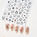 Laser Silver 3D Kawaii Cute Cat Nail Stickers Holographic Cartoon Puppy Dog Graffiti Design Sliders Decals Manicure Decoration