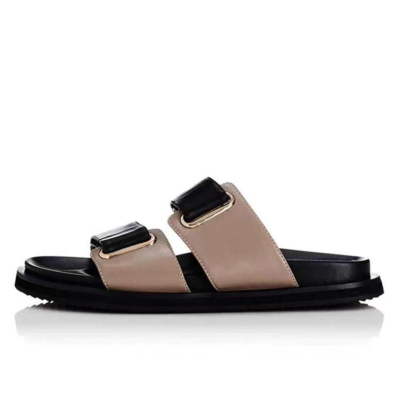 نعال نسائية صيفية من الجلد الطبيعي من ALIAS MAE، مسطحة، مريحة، بسيطة، متعددة الاستخدامات