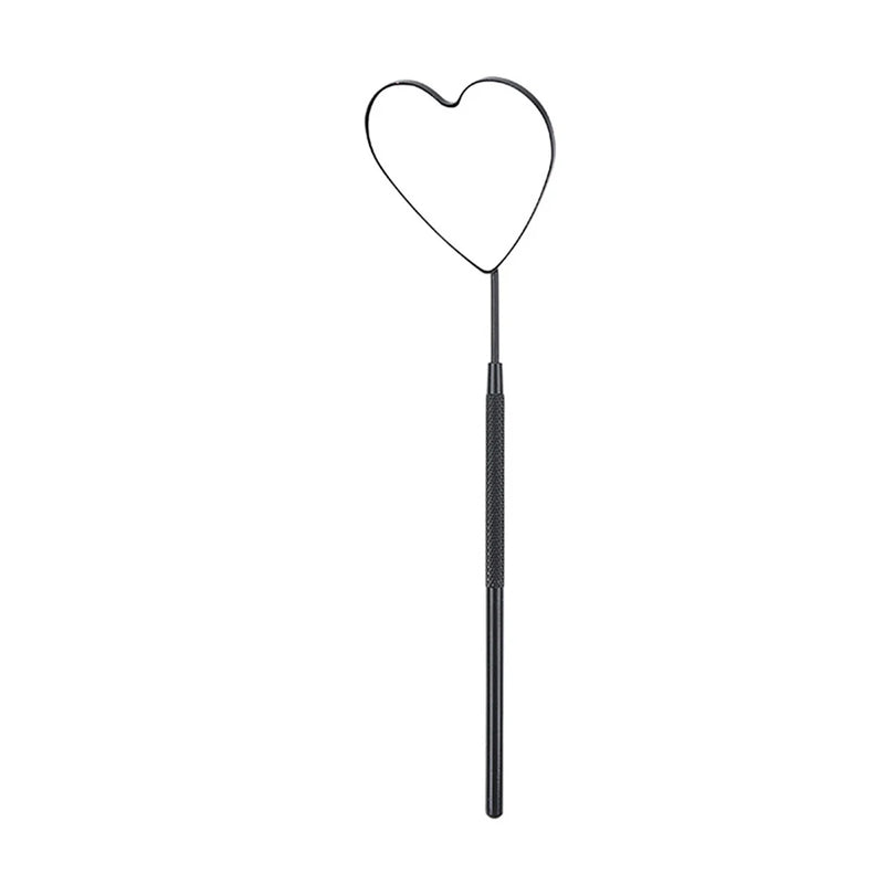 1pc False Eyelashes Mirror Connected To Eyelash Inspection Mirror Heart Shaped Long Handle Magnifying Cosmetic Tool