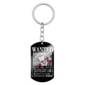 Stainless Steel Anime Keychain One Piece Luffy Ace Blackbeard Wanted Metal Key Holder Pendants Key Chains Souvenir Trinket Gift