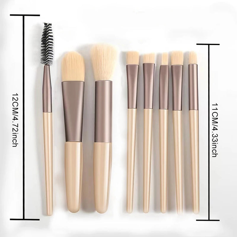 Mini 8-piece portable makeup brush set - soft hair, travel friendly, concealer, powder, eye cosmetics tools, compact design, eas