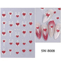 Red Wing Heart Nail Stickers 3D Glitter Stars Moon Lines Foil Metallic Manicure Valentines Decal Slider Manicure Decoration Tips