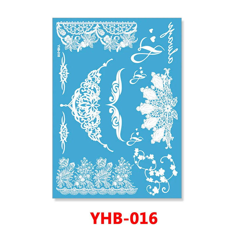 1PC Hanna Lace Tattoo Sticker White Silk Printing Waterproof Disposable Tattoo for Arm Sexy Bracelet