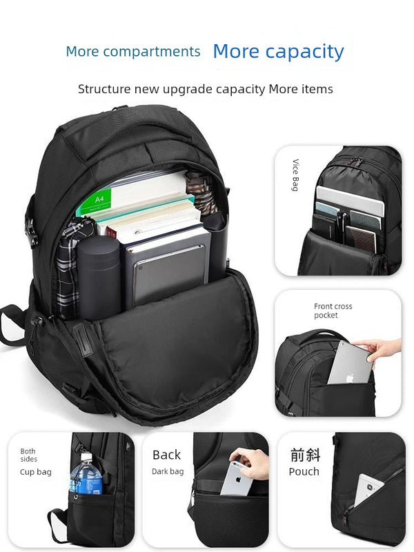 Backpack Men Large Capacity Business Travel Bag Computer Backpack Hiking Backpack Junior High School College Students Schoolbag New Travel