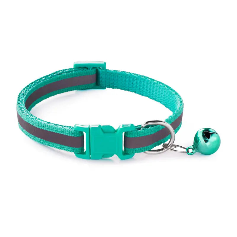Reflective Cat Collar Safety Buckle with Bell Breakaway Pet Small Dog Collier Chain Necklace Personalized for Gatos Kitten Perro