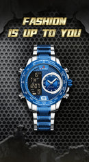 NAVIFORCE Luxury Brand New Watch for Men Stainless Steel Dual Display Quartz Wrist Watches Waterproof Military Sports Male Clock