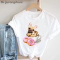 Frenchies In Love Animal Print T-Shirt Women'S Clothing French Bulldog Tshirt Femme Harajuku Kawaii Clothes Dog Lover T Shirt