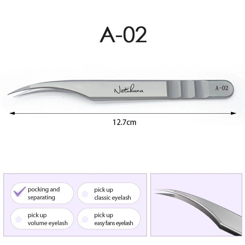 NATUHANA Anti-static Straight Eyelash Extension Tweezers Industrial Precision Curved Straight Lash Eyebrow Tweezers Makeup Tools